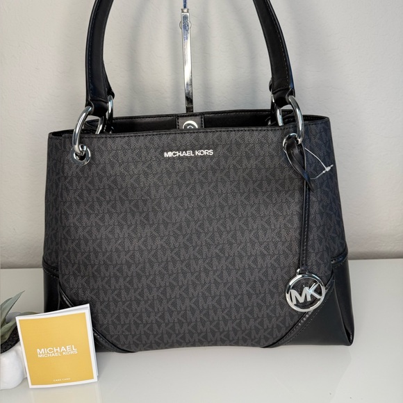 MICHAEL KORS NICOLE LARGE SHOULDER TOTE Black NWT - Picture 2 of 8